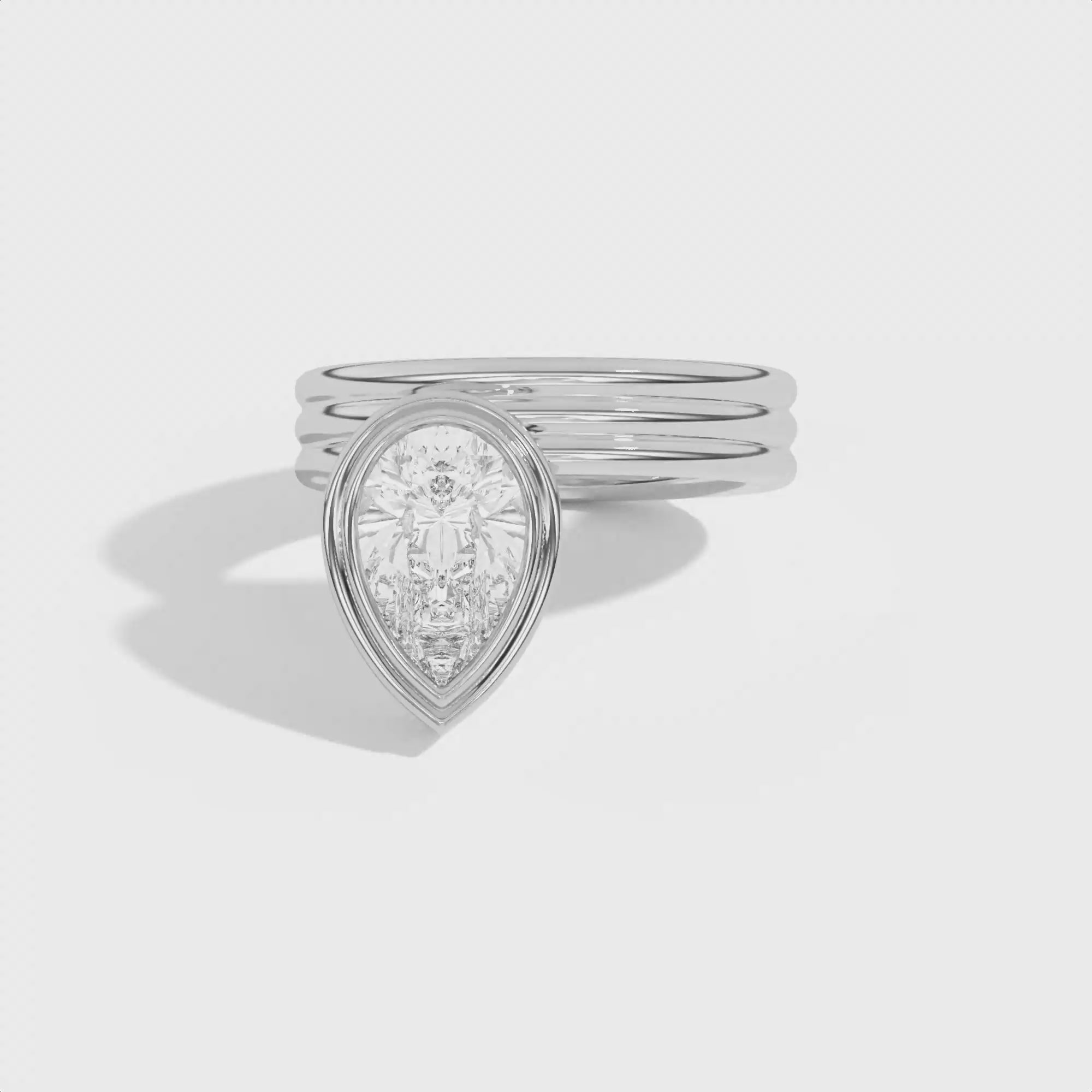 Shahla Karimi Scarpa Pear Offset Double Bezel Ring 14K White Gold