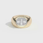 Shahla Karimi Scarpa Cushion Double Bezel Bombe Ring  14K Yellow Gold