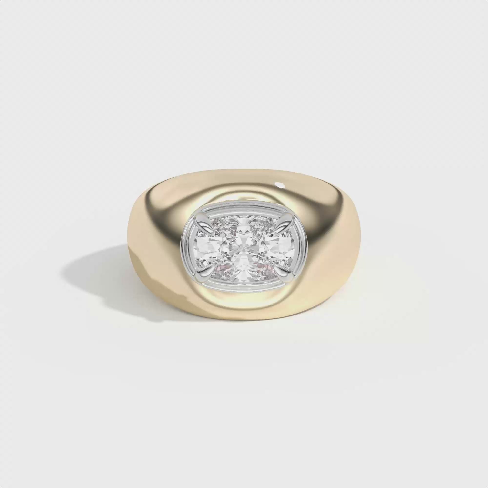 Shahla Karimi Scarpa Cushion Double Bezel Bombe Ring  14K Yellow Gold