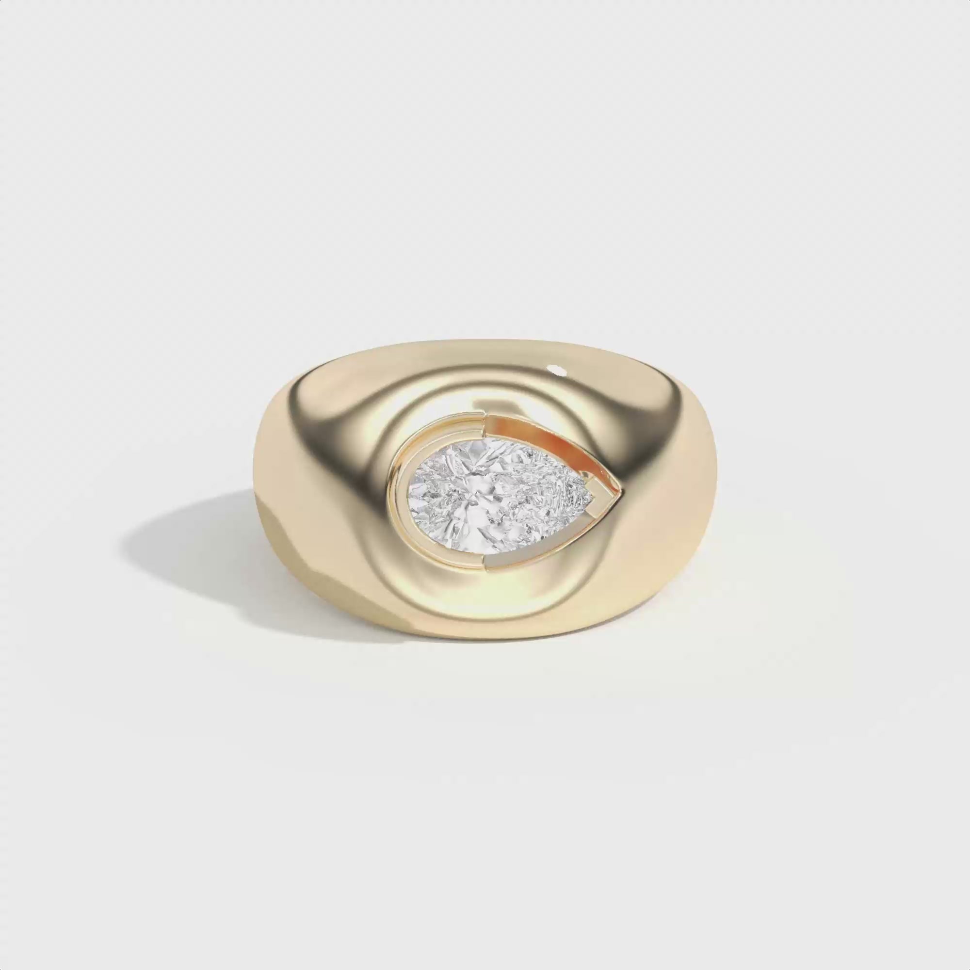 Shahla Karimi Ando Pear Negative Space Bombe Ring 14K Yellow Gold