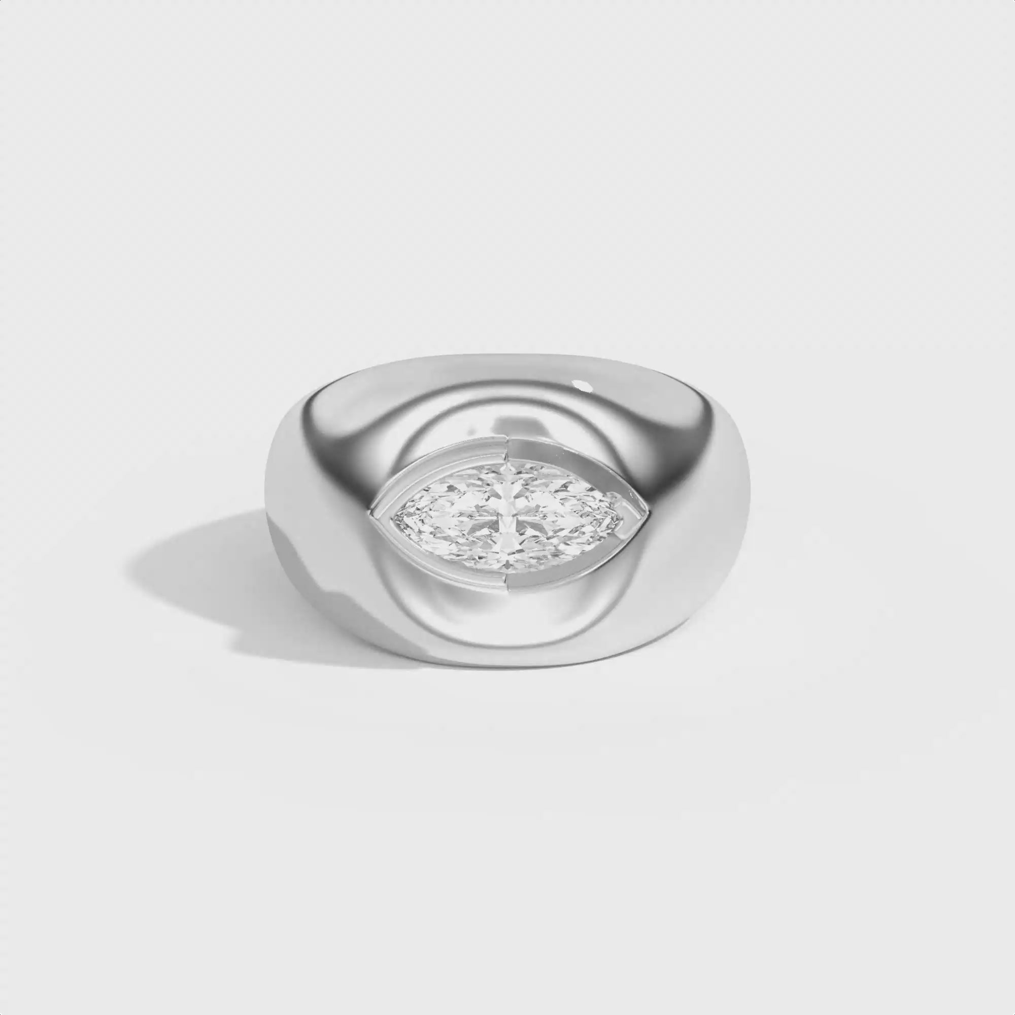 Shahla Karimi Ando Marquise Negative Space Bombe Ring  14K White Gold