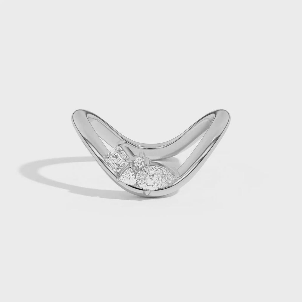 Shahla Karimi Jewelry Gaudí Mosaic Curve Ring 14K White Gold