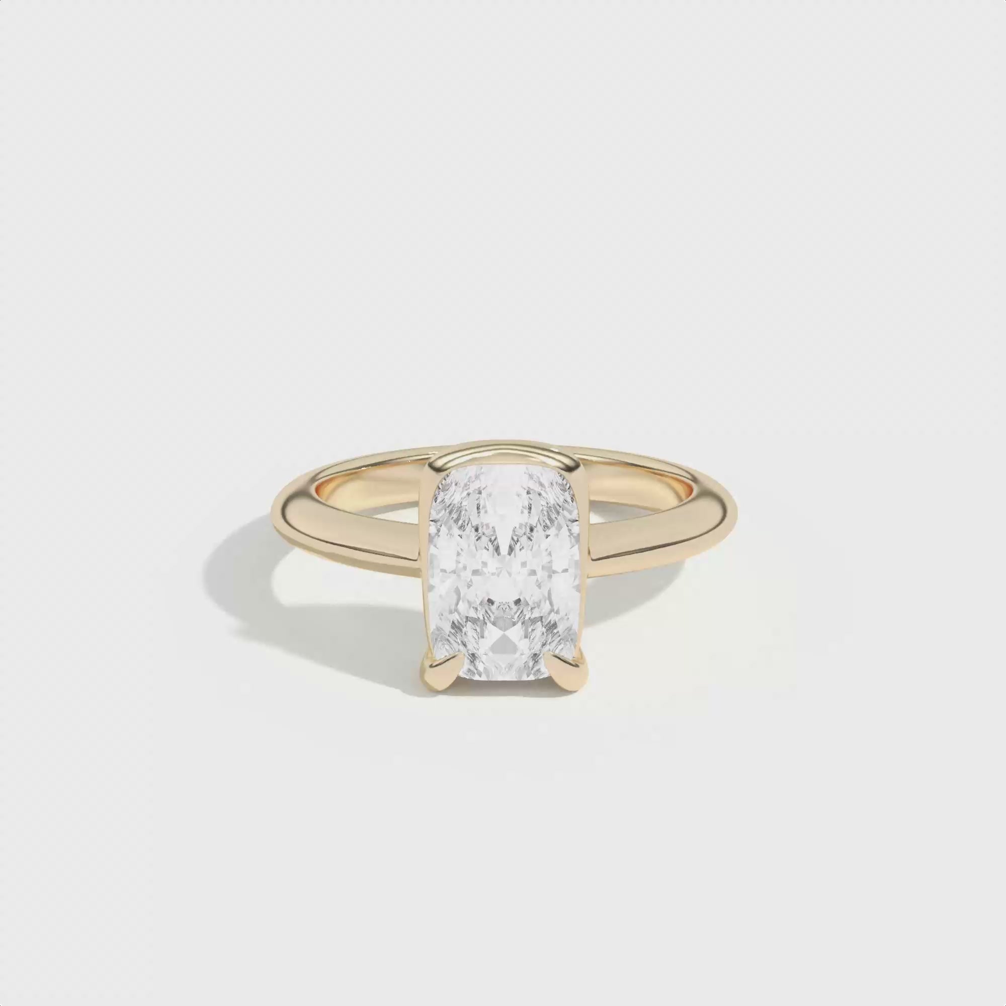 Shahla Karimi Ando Cushion Sloping Semi-Bezel Ring  14K Yellow Gold