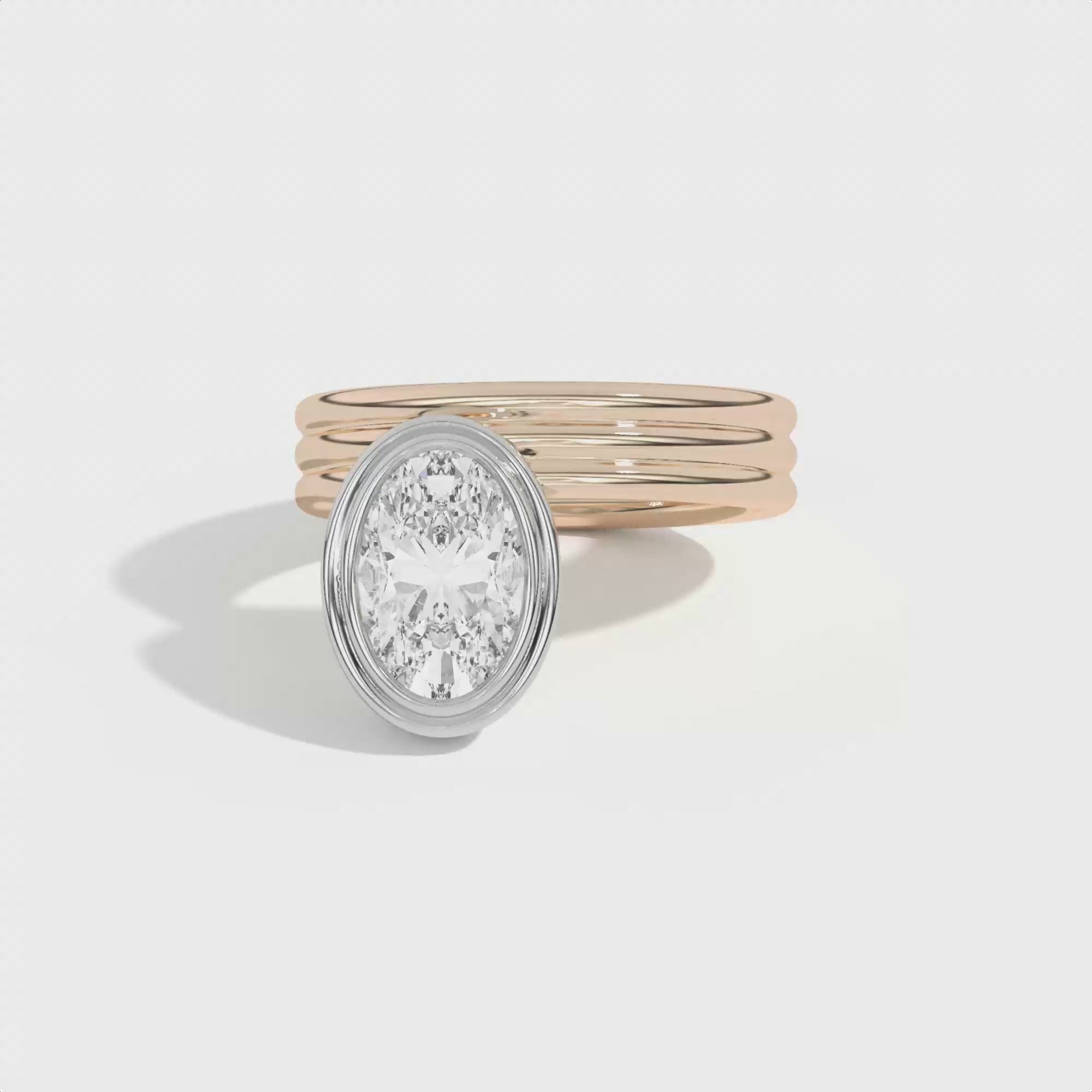 Shahla Karimi Scarpa Oval Offset Double Bezel Ring 14K Rose Gold