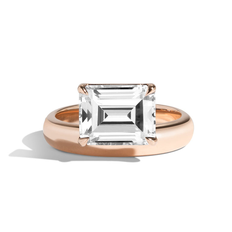 Shahla Karimi Jewelry Wright Emerald-Cut Diamond Offset Donut Ring 14K Rose Gold