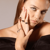 rings by Shahla Karimi on model on light background