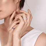 Shahla Karimi Jewelry 2.1mm French V-Set Eternity Band with White Diamonds 14/18K Yellow Gold on Model GIF