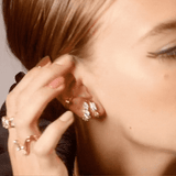 Shahla Karimi Jewelry Asymmetrical Zaha Cluster Ear Arcs 14K Yellow Gold w/ White Diamonds GIF