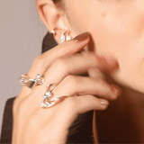 Shahla Karimi Jewelry Zaha Cluster Deep Curve Ring in 14K Yellow Gold on Model GIF