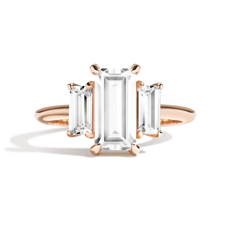 Shahla Karimi Jewelry 3-Stone Baguette Ring 14K Rose Gold