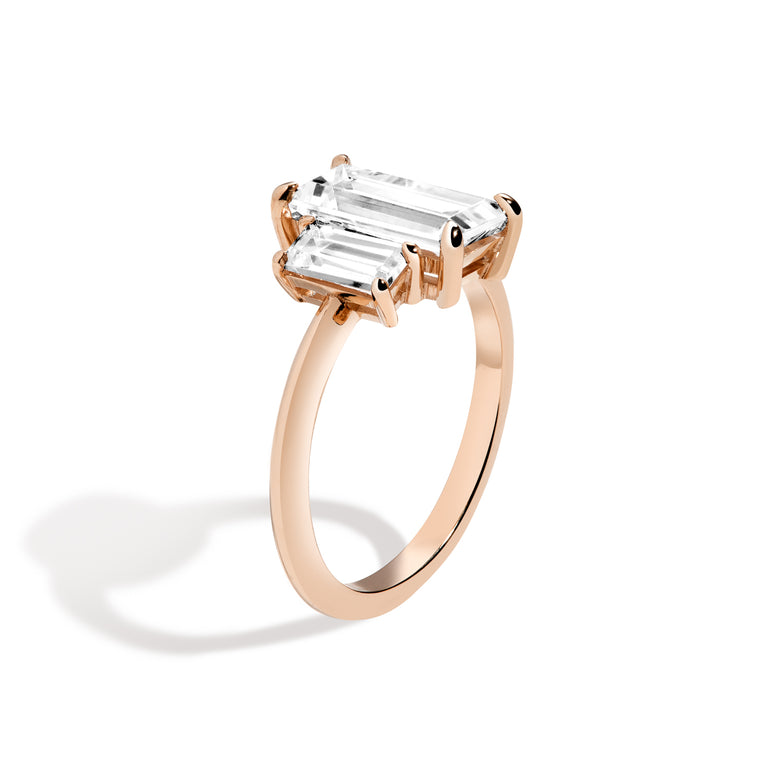 Shahla Karimi Jewelry 3-Stone Baguette Ring 14K Rose Gold Side View