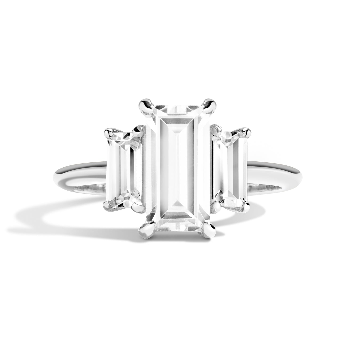 Shahla Karimi Jewelry 3-Stone Baguette Ring 14K White Gold
