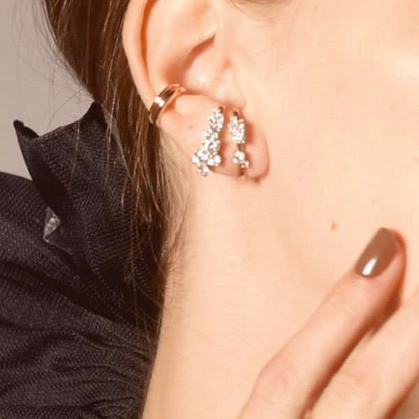Shahla Karimi Jewelry Thin Ear Cuff 14K Yellow Gold on Model GIF