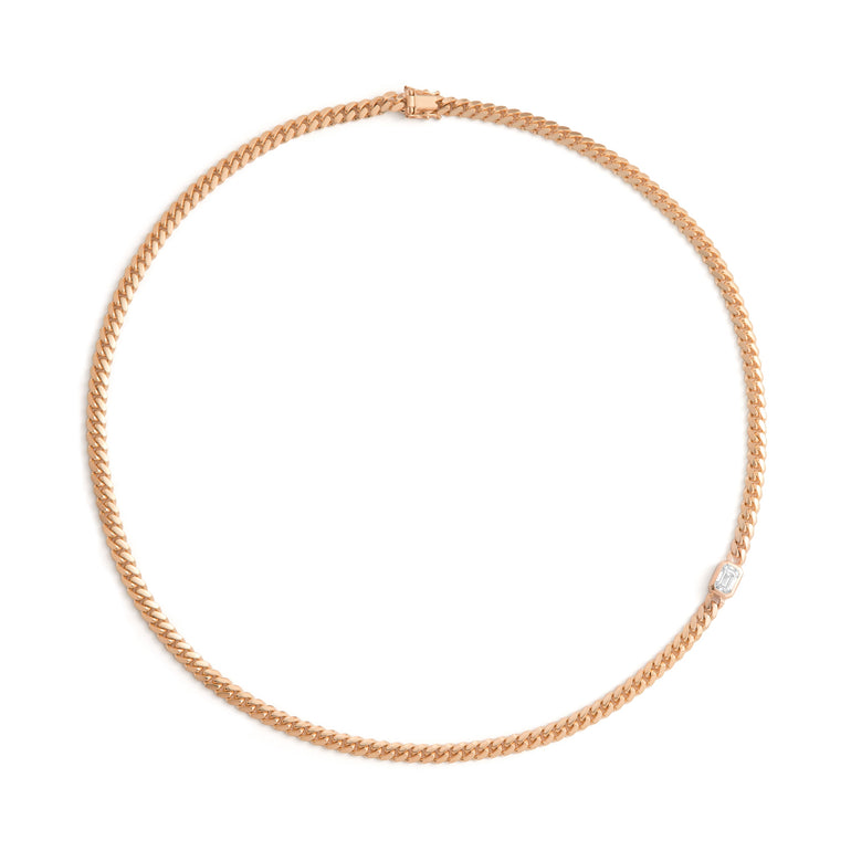 Aether X Shahla Cast Iron Link Necklace 14K Rose Gold
