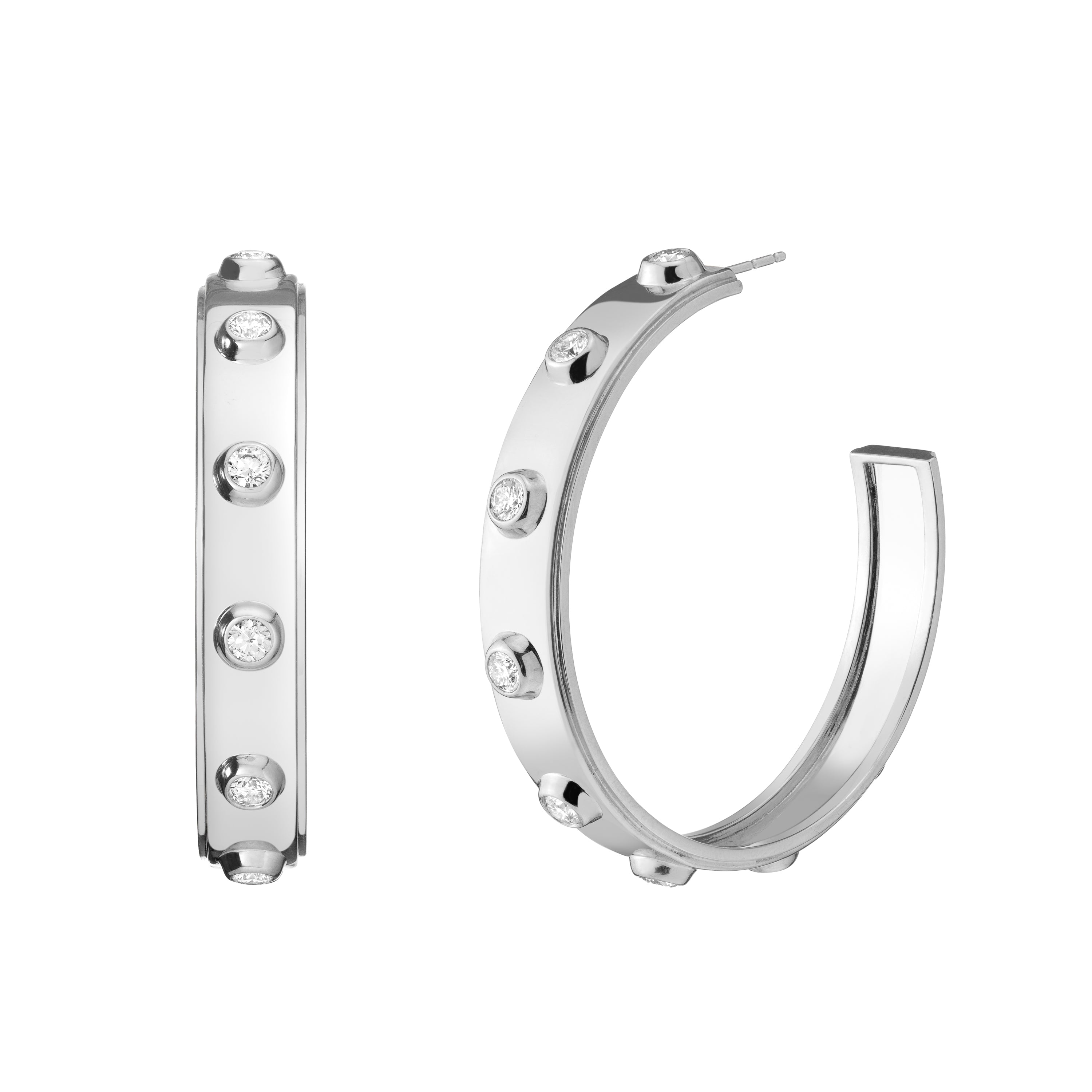 Shahla Karimi Aether X Shahla Rivet Hoop Earrings 14K White Gold