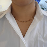 Shahla Karimi 3.1 x 8mm Paperclip Chain 16" 14K Yellow Gold Clasps on Body no charm