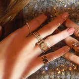 Shahla Karimi Jewelry Alternating Baguette Bar Set Band 14/18K Yellow Gold on Model