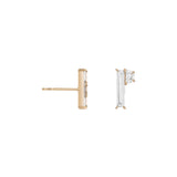 Shahla Karimi Asymmetrical Baguette + Half-Moon Earrings 14K Yellow Gold