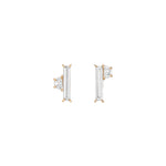 Shahla Karimi Asymmetrical Baguette + Half-Moon Earrings 14K Yellow Gold