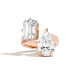 Shahla Karimi Emerald + Pear Wide Offset Gap Ring 14K Rose Gold