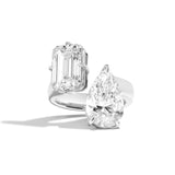 Shahla Karimi Emerald + Pear Wide Offset Gap Ring 14K White Gold