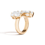 Shahla Karimi Emerald + Pear Wide Offset Gap Ring 14K Yellow Gold