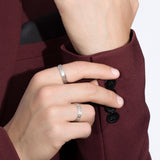 Shahla Karimi Jewelry Beveled Band 14K White Gold or Platinum on Model