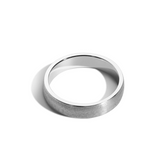 A 5mm wide, low-dome white gold band ring with a horizontal satin finish.