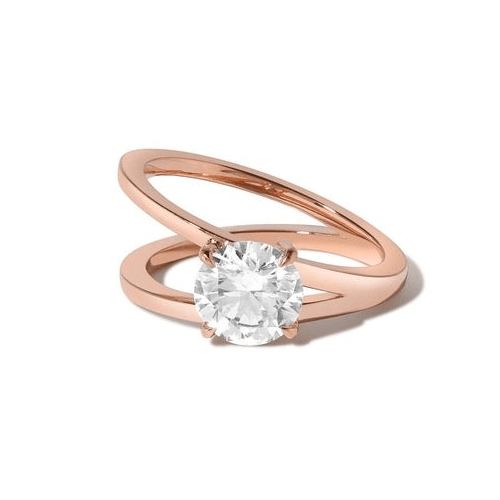 Shahla Karimi Jewelry Brilliant V Ring in 14K Rose Gold and White Diamond