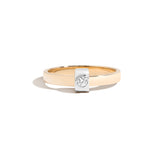 Shahla Karimi Joon Signature 3MM 14K Yellow Gold Band with Round Diamond Platinum Wrap