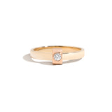 Shahla Karimi Joon Signature 3MM 14K Yellow Gold Band with Round Diamond Wrap 14K Rose Gold