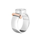 Shahla Karimi JOON Bezel Set Emerald Platinum Band With 14K Rose Gold Wrap