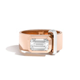 Shahla Karimi JOON Bezel Set Emerald 14K Rose Gold Band With Platinum Wrap