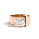 Shahla Karimi JOON Bezel Set Emerald 14K Rose Gold Band With 14K Yellow Gold Wrap