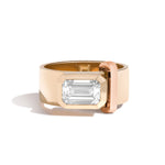 Shahla Karimi JOON Bezel Set Emerald 14K Yellow Gold Band With 14K Rose Gold Wrap