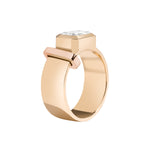 Shahla Karimi JOON Bezel Set Emerald 14K Yellow Gold Band With 14K Rose Gold Wrap