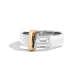 Shahla Karimi Joon Bezel Set Trapezoid Platinum Band With 14K Yellow Gold Wrap