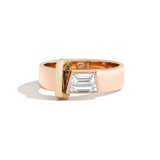 Shahla Karimi Joon Bezel Set Trapezoid 14K Rose Gold Band With 14K Yellow Gold  Wrap