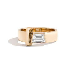 Shahla Karimi Joon Bezel Set Trapezoid 14K Yellow Gold Band With Wrap