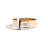 Shahla Karimi Joon Bezel Set Trapezoid 14K Yellow Gold Band With Platinum Wrap