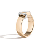 Shahla Karimi Joon Bezel Set Trapezoid 14K Yellow Gold Band With Platinum Wrap