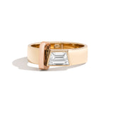 Shahla Karimi Joon Bezel Set Trapezoid 14K Yellow Gold Band With 14K Rose Gold  Wrap