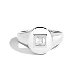 Shahla Karimi Joon Carre Cut Signet Ring in Platinum