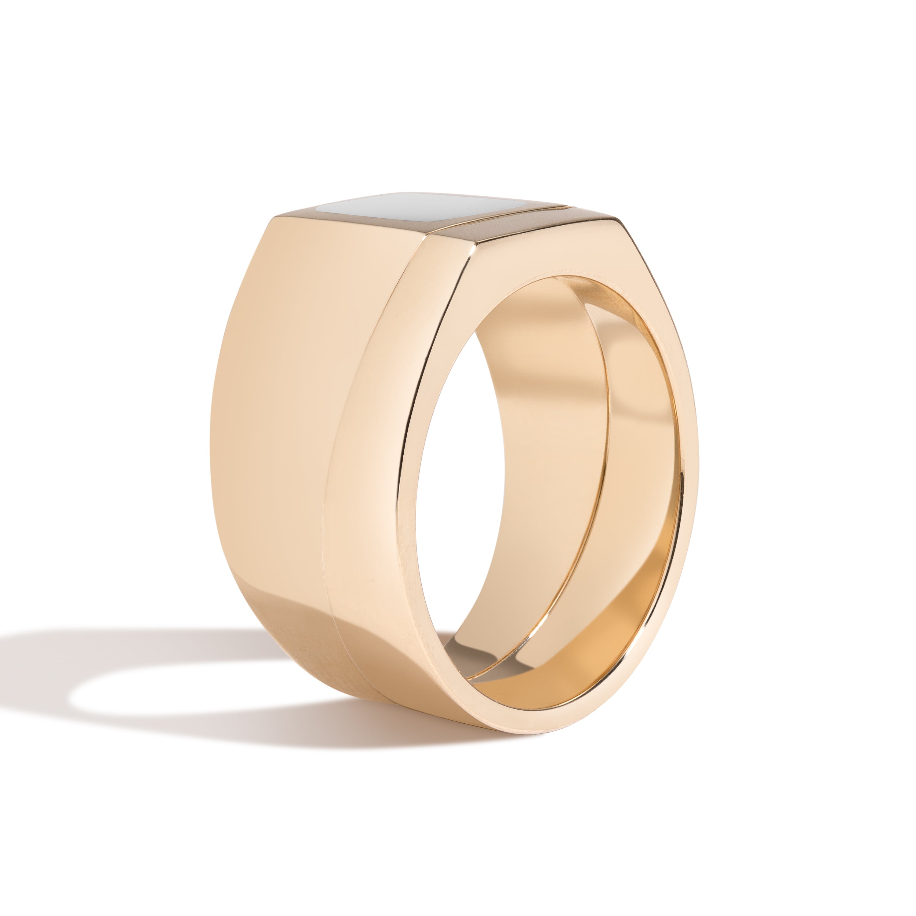 Shahla Karimi JOON Platinum Inlay Signet Ring Set 14K Yellow Gold