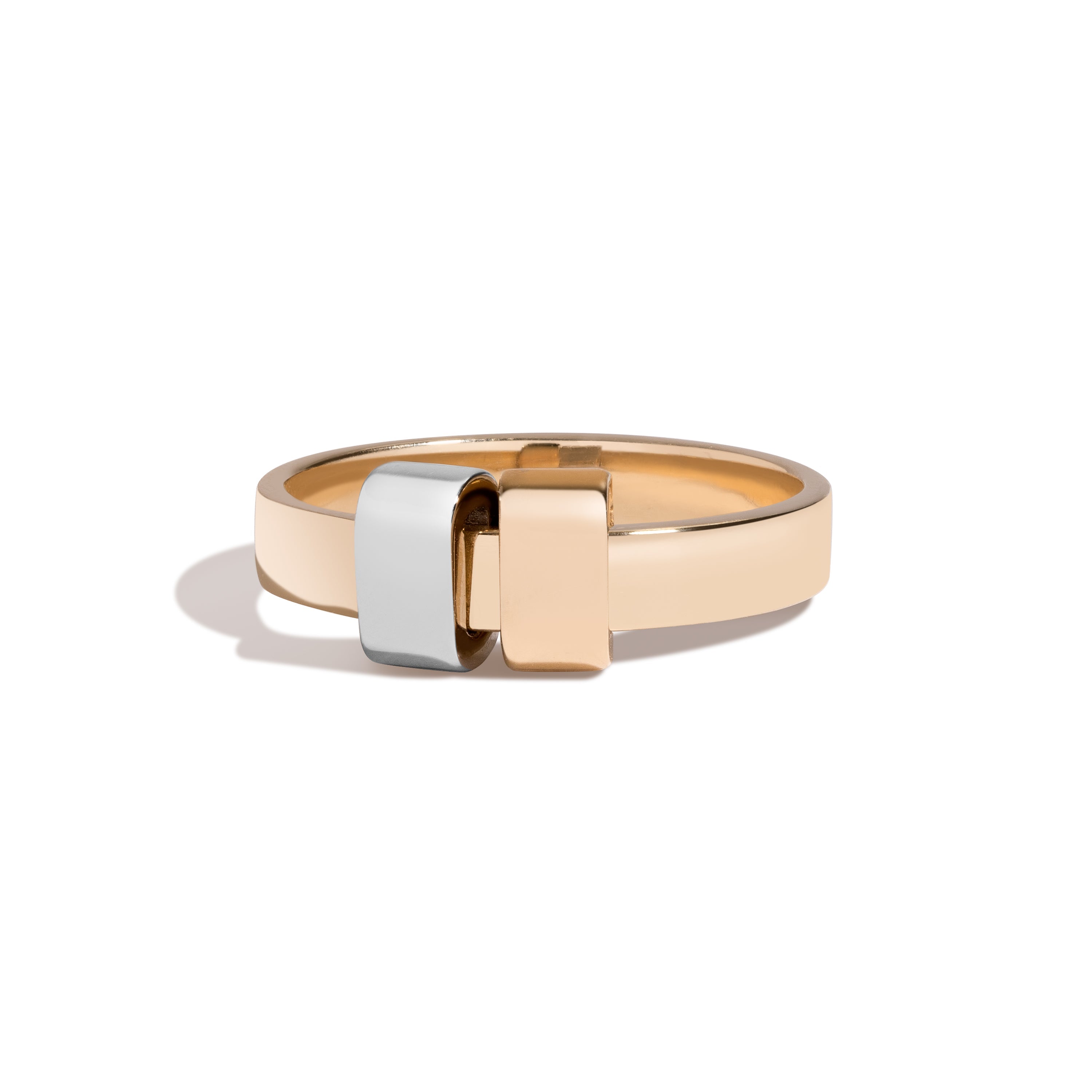 Shahla Karimi Joon Signature 4mm 14K Yellow Gold Band With 2 14K Yellow Gold and Platinum Wraps