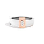 Shahla Karimi Signature Platinum 6mm Band With Oval 14K Rose Gold Wrap