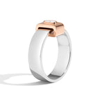 Shahla Karimi Signature Platinum 6mm Band With Oval 14K Rose Gold Wrap