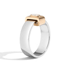 Shahla Karimi Signature Platinum 6mm Band With Oval 14K Yellow Gold Wrap