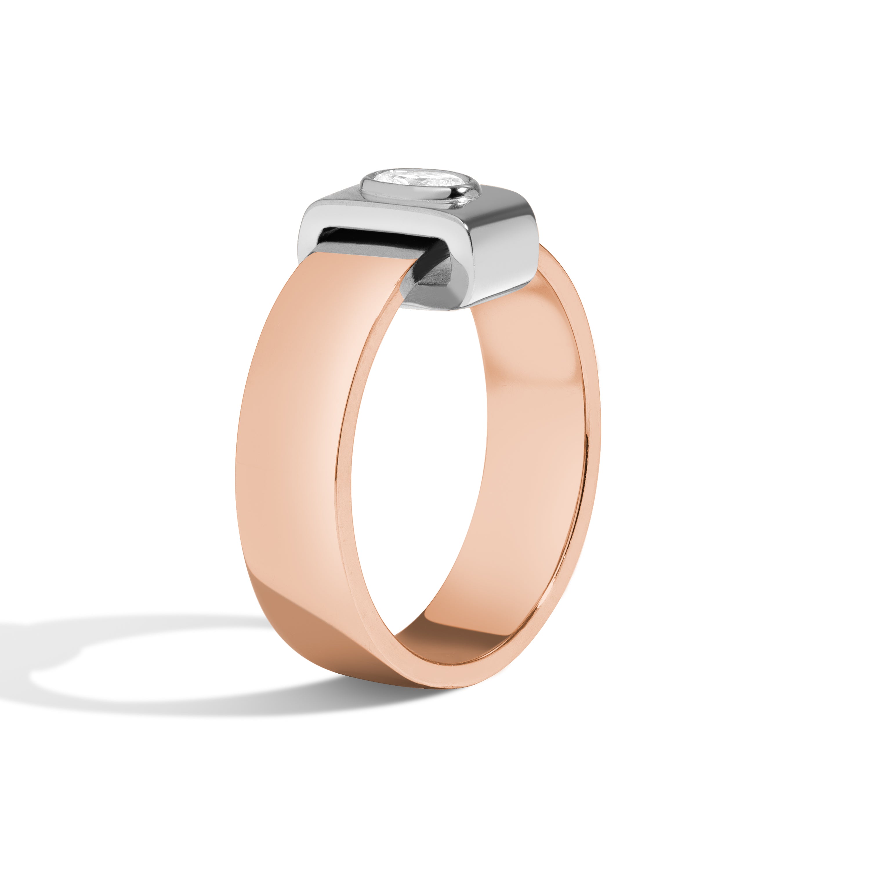 Shahla Karimi Signature 14K Rose Gold 6mm Band With Oval Platinum Wrap