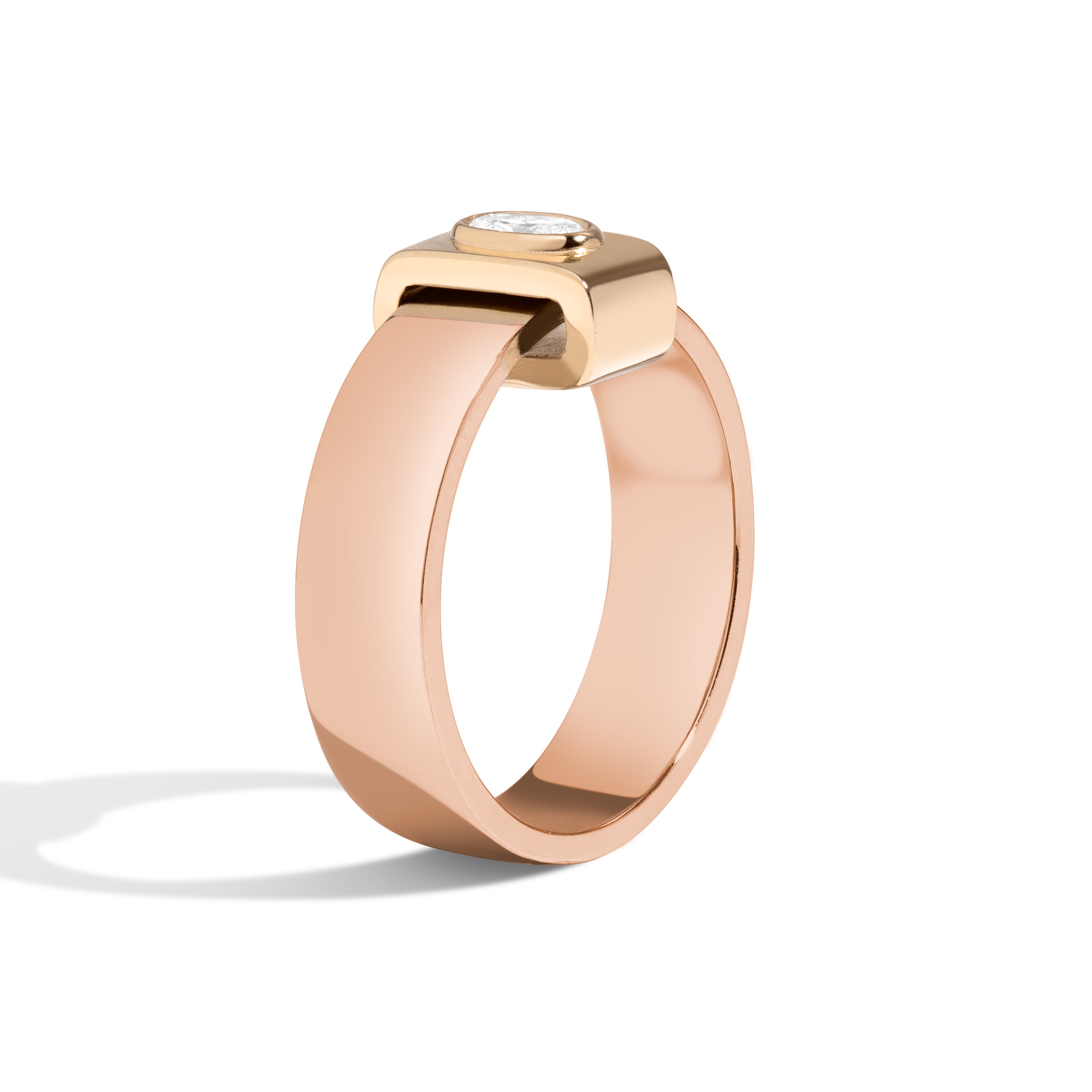 Shahla Karimi Signature 14K Rose Gold 6mm Band With Oval 14K Yellow Gold Wrap